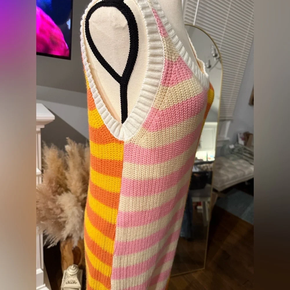 STAUD Pink and Orange Striped Knit Dress - Picture 4 of 4